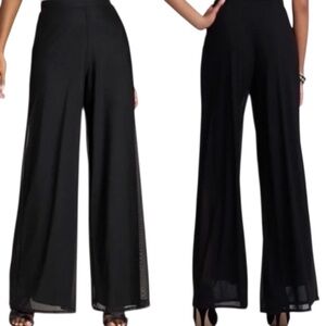 Vintage TADASHI Petite Stretch Mesh Lined Wide Leg Palazzo Pants Black Size PS